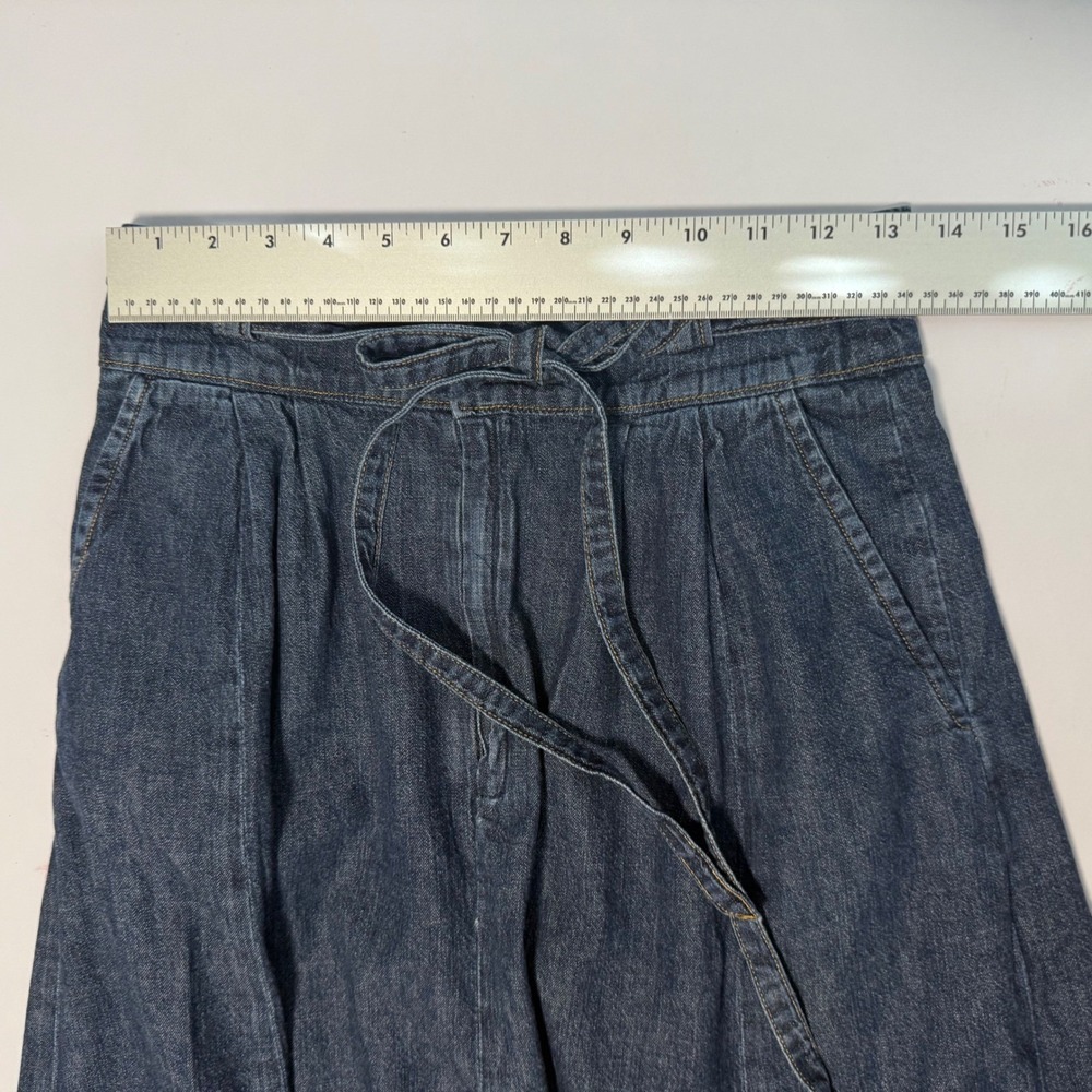 Polo Ralph Lauren Denim Midi Skirt Dark Wash Tie Waist Cotton A-Line Size 2 - Picture 8 of 13